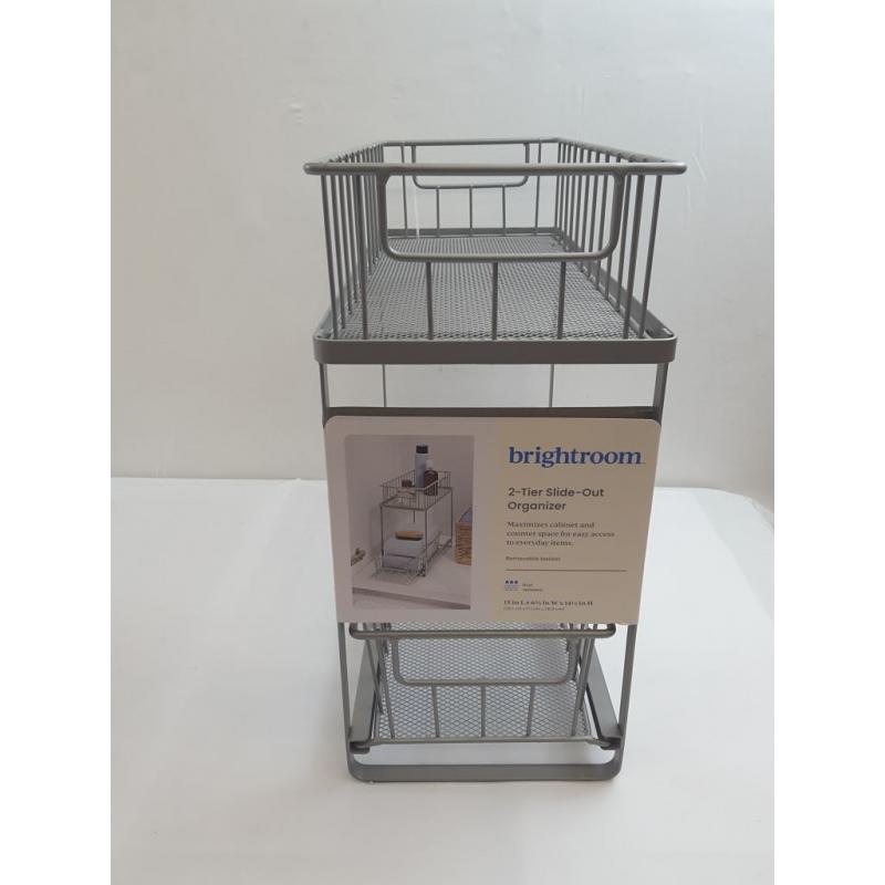 Two Tiered Slide Out Organizer Brushed Nickel - Brightroom