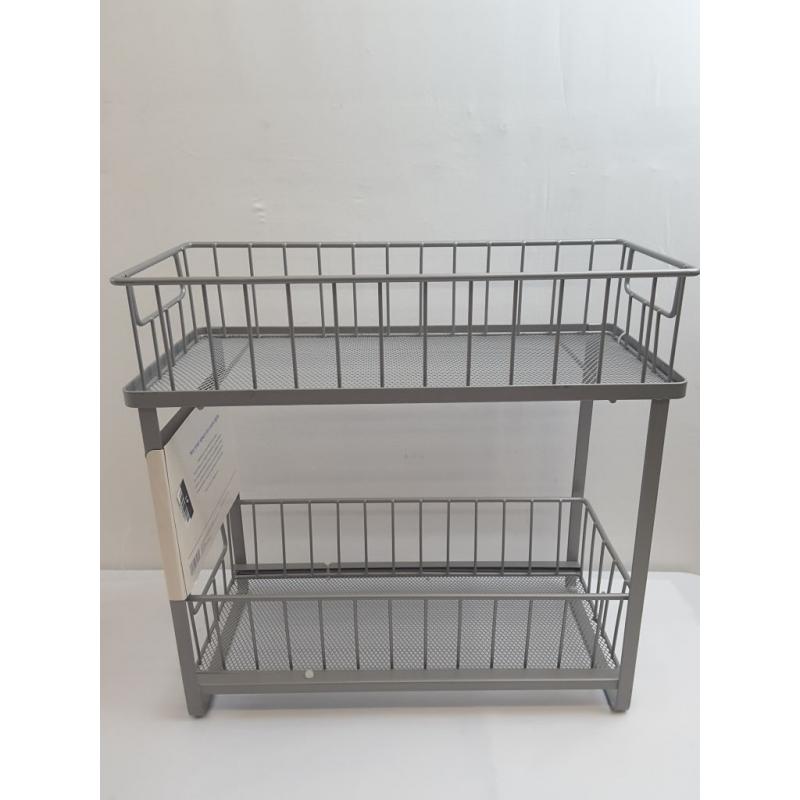 Two Tiered Slide Out Organizer Brushed Nickel - Brightroom