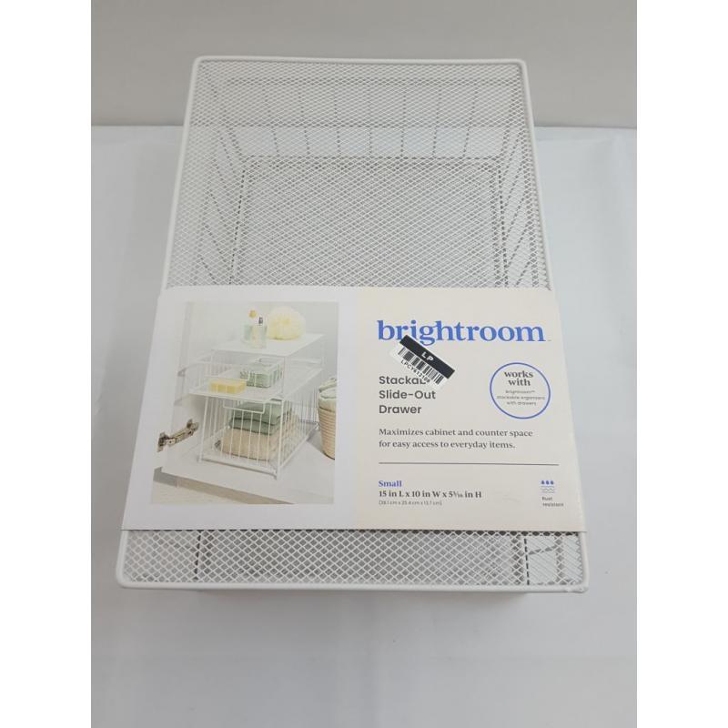 Small Stackable Slide Out Drawer White Brightroom