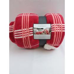 Threshold Red Windowpane Plaid Printed Plush with Sherpa Reverse Throw Blanket