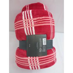 Threshold Red Windowpane Plaid Printed Plush with Sherpa Reverse Throw Blanket