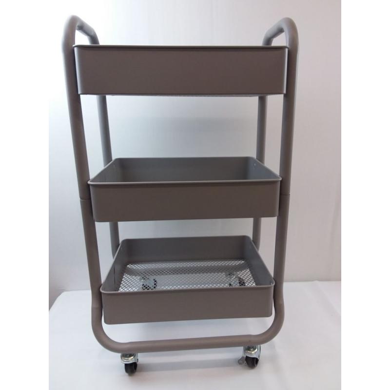 3 Tier Metal Utility Cart Gray - Brightroom