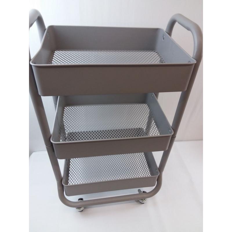 3 Tier Metal Utility Cart Gray - Brightroom