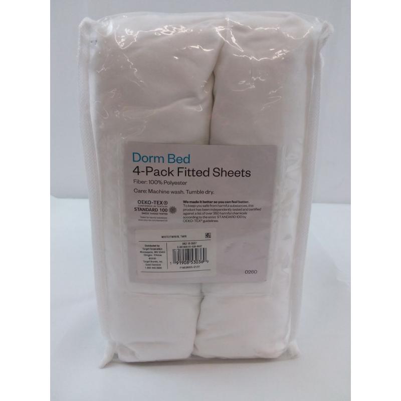 Twin/Twin XL 4pk Microfiber Solid Fitted Sheet True White - Room Essentials