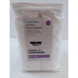 Twin/Twin XL 4pk Microfiber Solid Fitted Sheet True White - Room Essentials