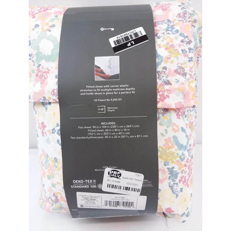 Queen 400 Thread Count Printed Performance Sheet Set Ditsy Rose
