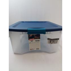 Sterilite 12 Gal Latch & Carry Clear with Blue Lid and Blue Latches