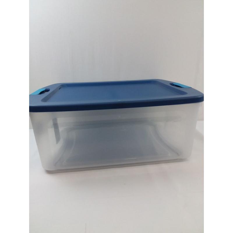 Sterilite 12 Gal Latch & Carry Clear with Blue Lid and Blue Latches