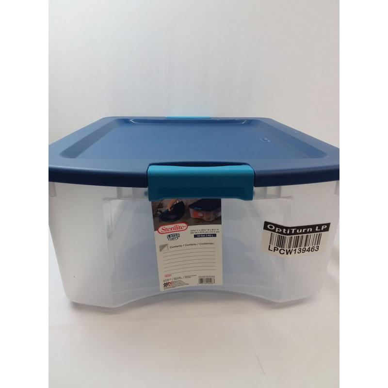 Sterilite 12 Gal Latch & Carry Clear with Blue Lid and Blue Latches