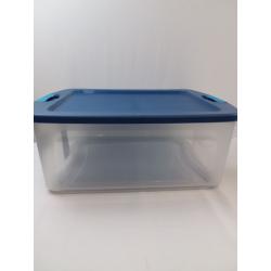 Sterilite 12 Gal Latch & Carry Clear with Blue Lid and Blue Latches