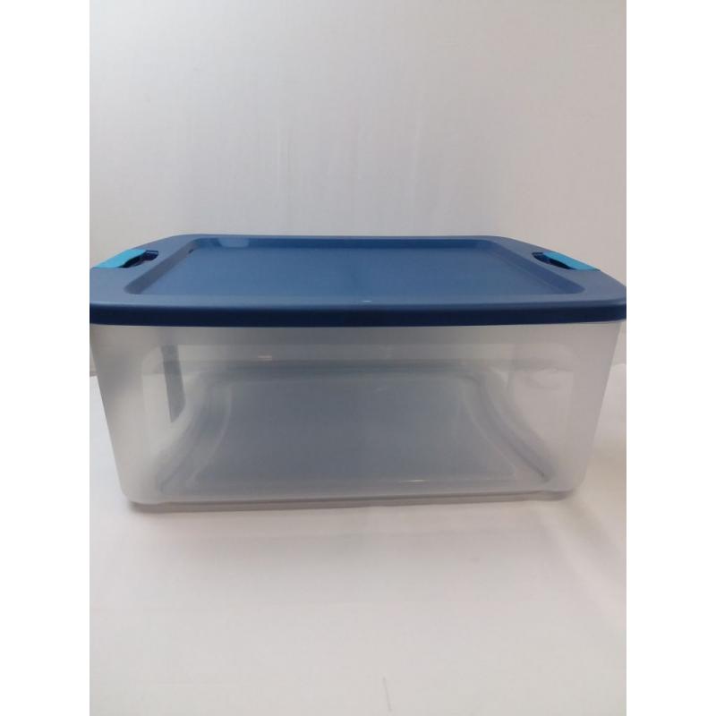 Sterilite 12 Gal Latch & Carry Clear with Blue Lid and Blue Latches
