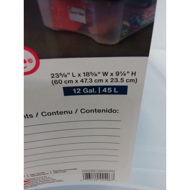 Sterilite 12 Gal Latch & Carry Clear with Blue Lid and Blue Latches