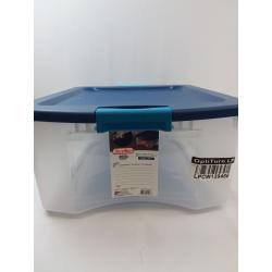 Sterilite 12 Gal Latch & Carry Clear with Blue Lid and Blue Latches