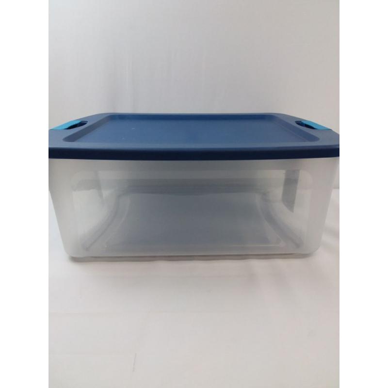 Sterilite 12 Gal Latch & Carry Clear with Blue Lid and Blue Latches