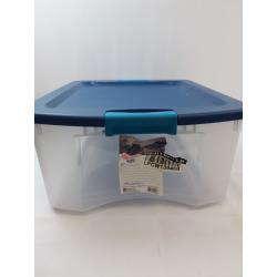 Sterilite 12 Gal Latch & Carry Clear with Blue Lid and Blue Latches