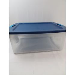 Sterilite 12 Gal Latch & Carry Clear with Blue Lid and Blue Latches