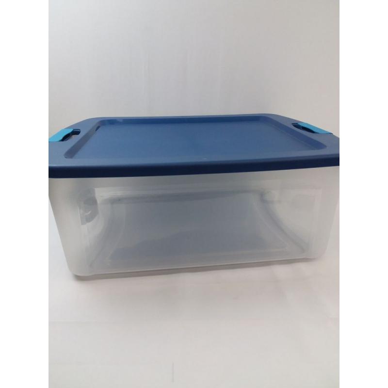 Sterilite 12 Gal Latch & Carry Clear with Blue Lid and Blue Latches