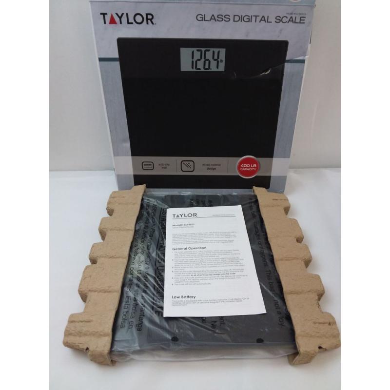 Glass Digital Scale with Anti-Slip Mat Gray/Black - Taylor