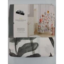 Floral Wave Shower Curtain White - Threshold