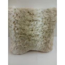 Snow Leopard Long Faux Fur Square Throw Pillow Neutral - Threshold