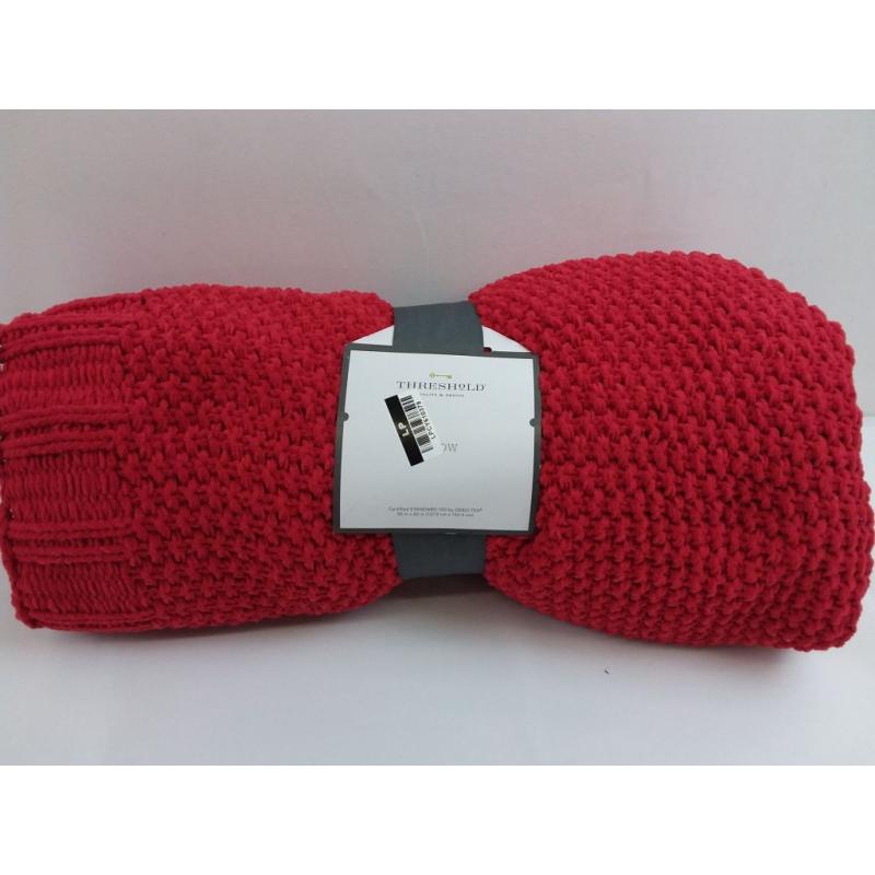 Solid Chenille Knit Throw Blanket Red - Threshold