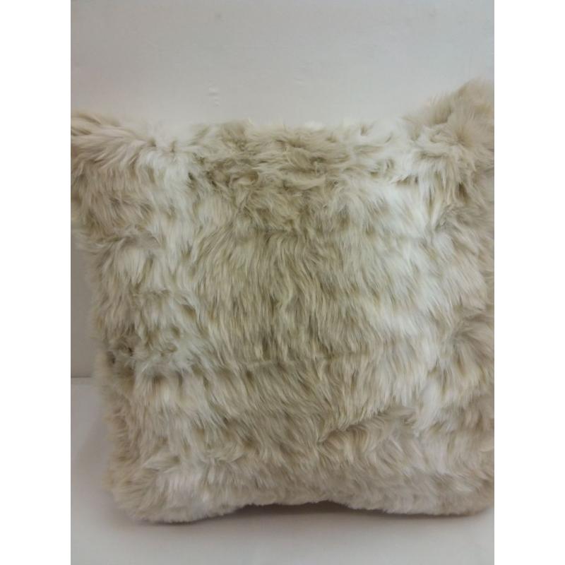 Snow Leopard Long Faux Fur Square Throw Pillow Neutral - Threshold