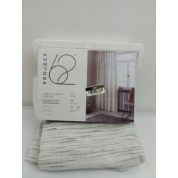 84x54 Striation Herringbone Light Filtering Window Curtain Panel White/Gray - Project 62