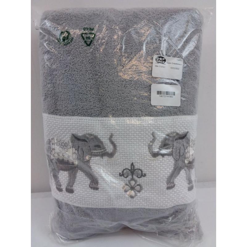 Quinn Embellished Bath Towel Set Light Gray - Linum Home Textiles