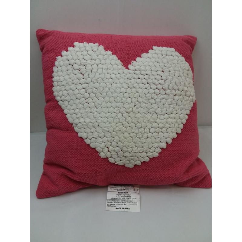 Textured Loop Heart Valentine's Day Square Throw Pillow Pink - Threshold