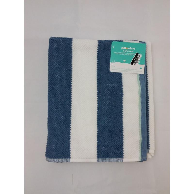Striped Bath Towel Navy with SILVADUR Antimicrobial Technology - Pillowfort