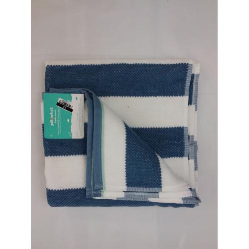 Striped Bath Towel Navy with SILVADUR Antimicrobial Technology - Pillowfort