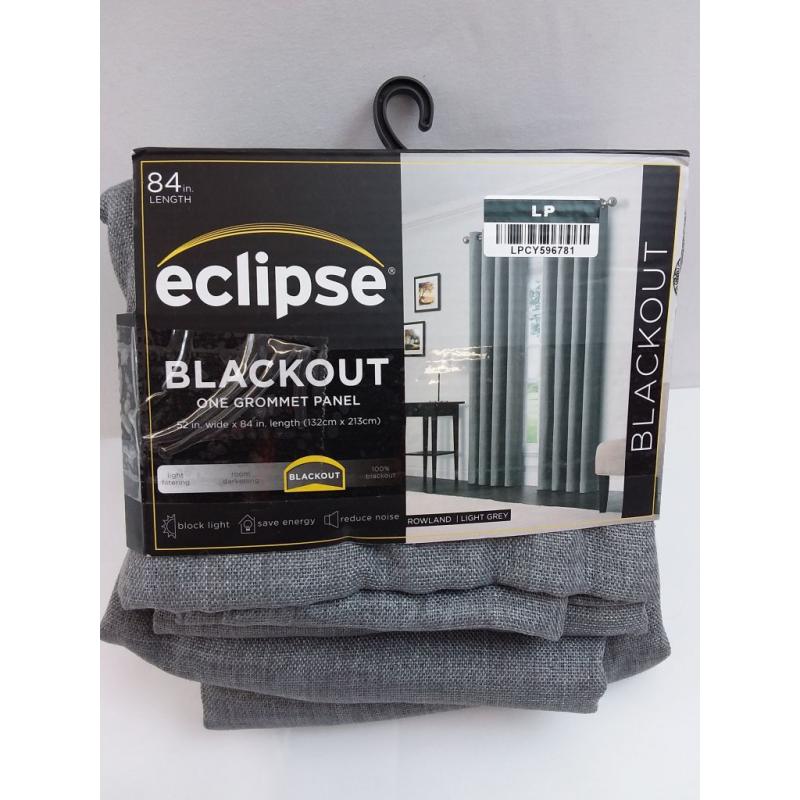 84x52 Rowland Blackout Curtain Panel Light Gray - Eclipse