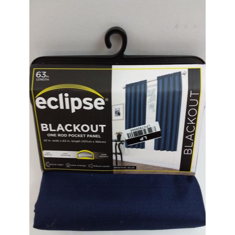 63x42 Braxton Thermaback Blackout Curtain Panel Blue - Eclipse