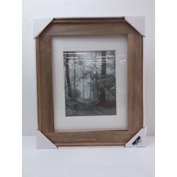 11 x 14 Matted to 8 x 10 Plank Wood Wall Frame Brown