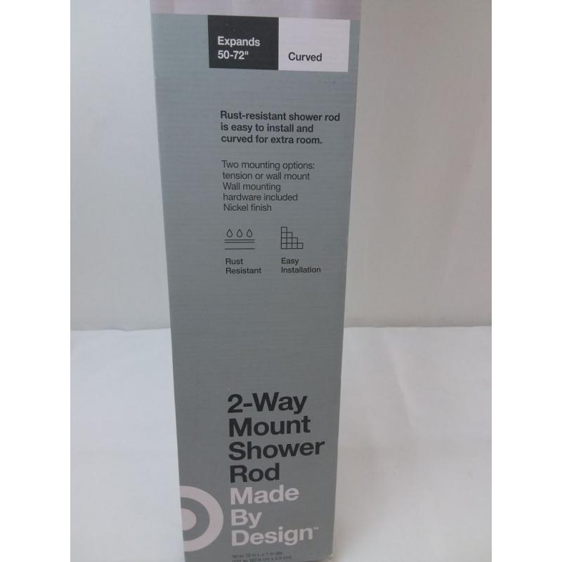 72 Dual Mount Curved Steel Shower Curtain Rod with Tiered End Cap Nickel - Made By Design