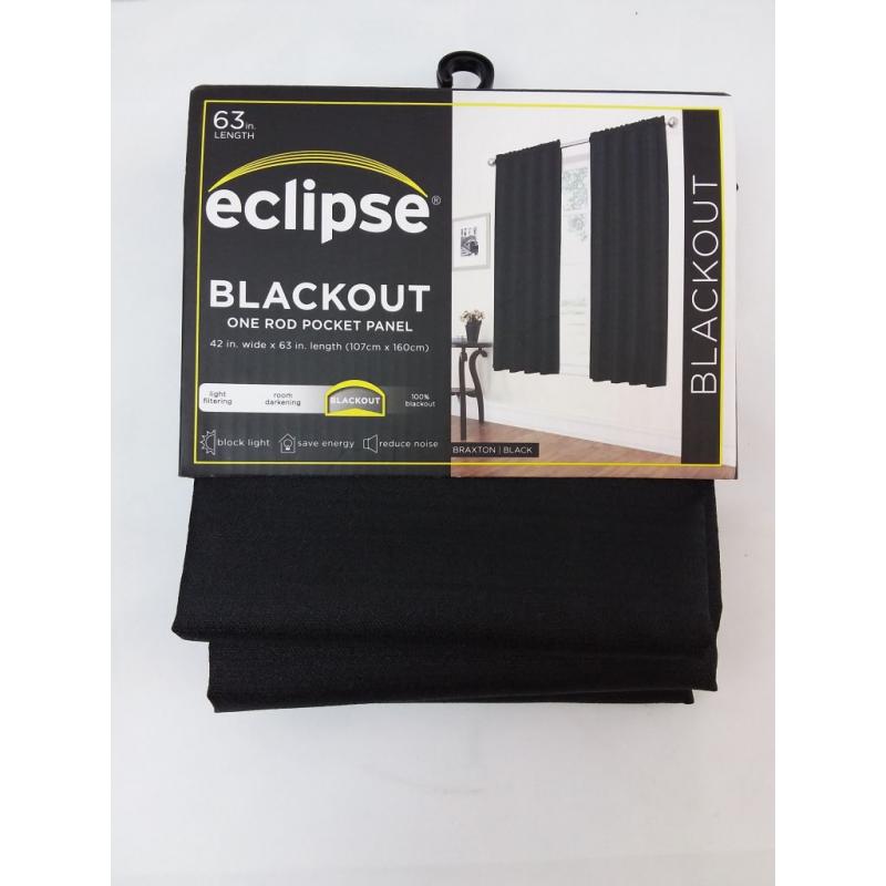 42x63 Braxton Thermaback Blackout Window Curtain Panel Black - Eclipse