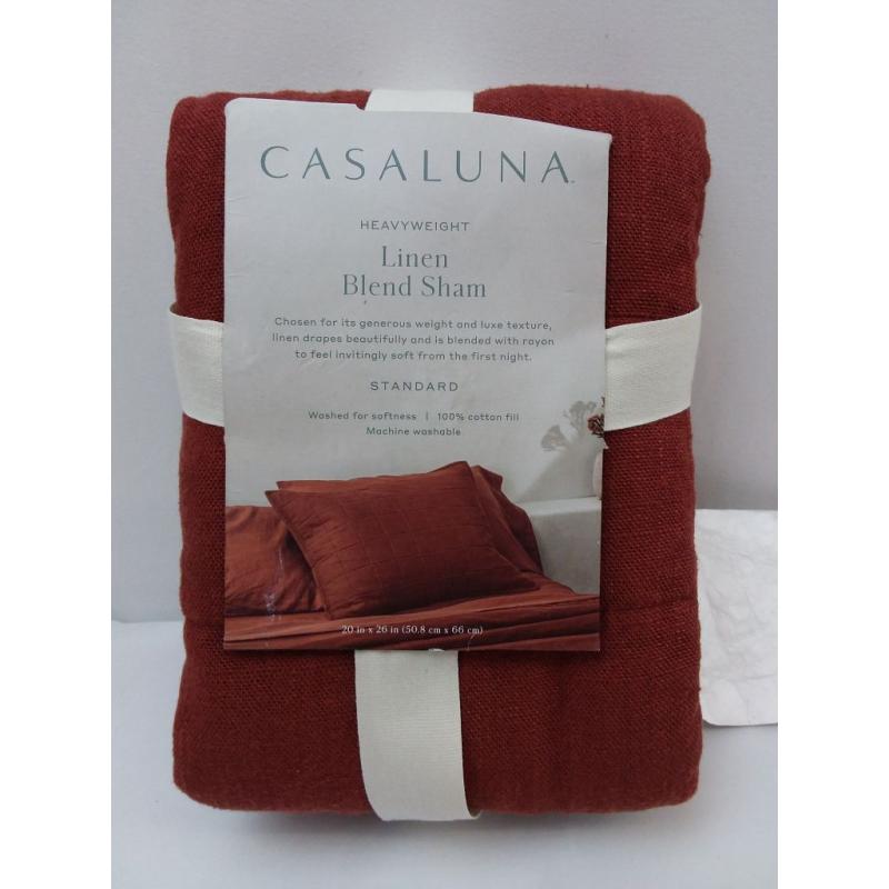 Standard Heavyweight Linen Blend Quilt Pillow Sham Dark Clay - Casaluna