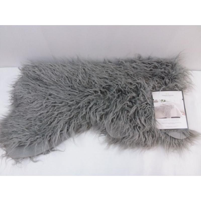 Faux Fur Sheepskin Throw Blanket Gray - Threshold