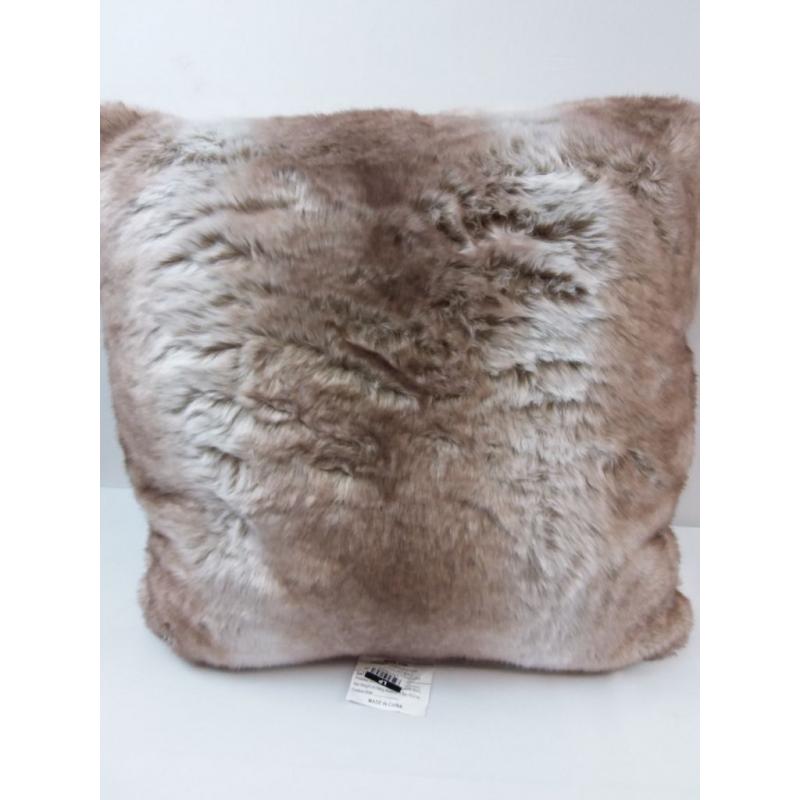 Euro Faux Fur Ombre Decorative Throw Pillow Brown - Threshold