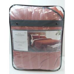 Full/Queen Simple Woven Stripe Comforter & Sham Set Cognac - Threshold