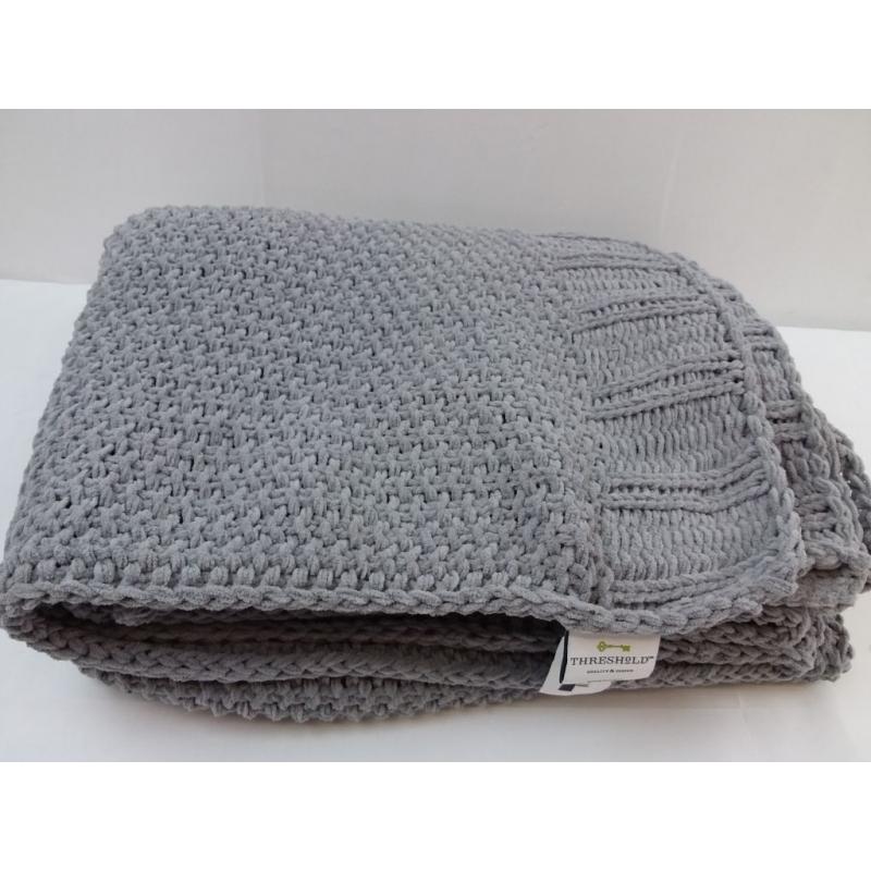 Solid Chenille Knit Throw Blanket Gray - Threshold