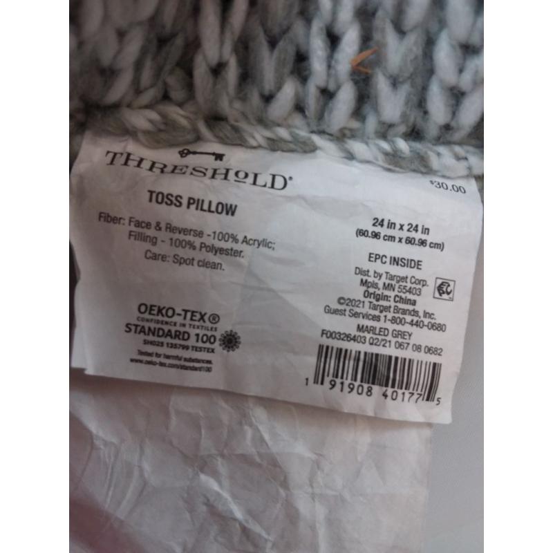 Oversize Marled Knit Square Throw Pillow Gray/Cream - Threshold