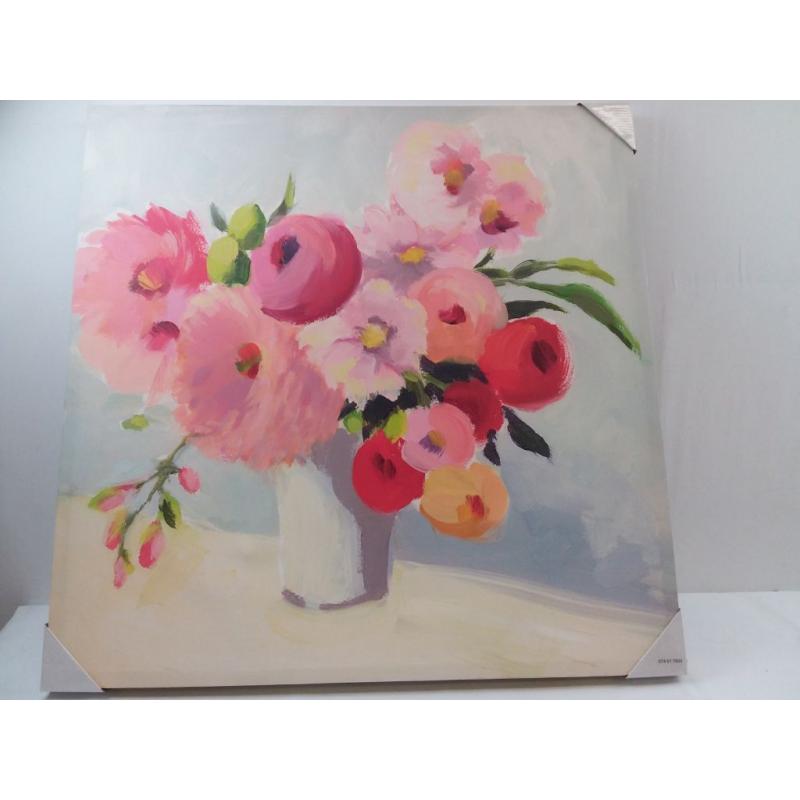 30 x 30 Floral Painting Unframed Wall Canvas Pink