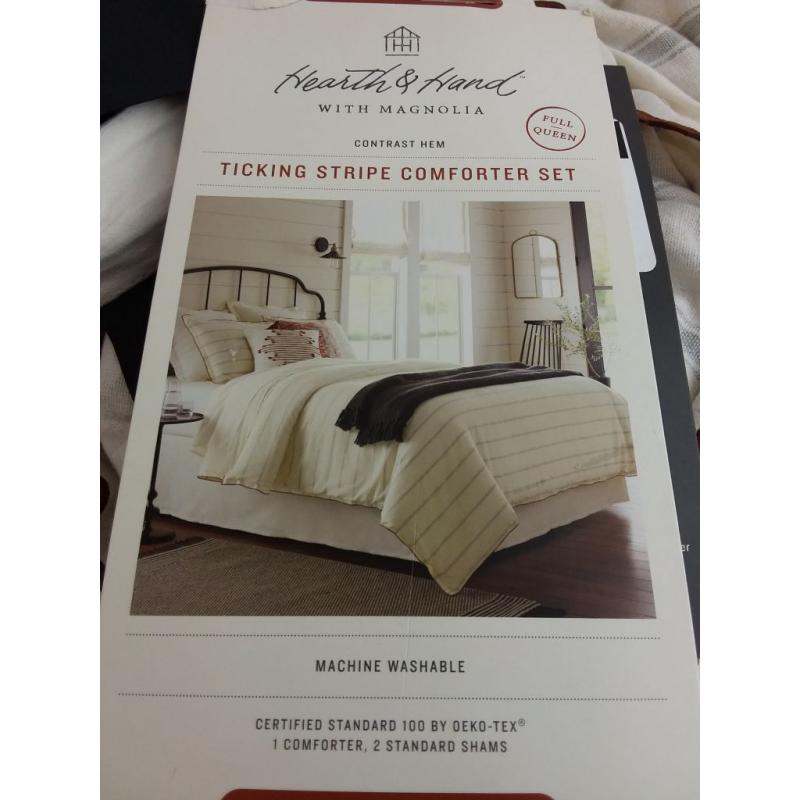 Tick Stripe with Contrast Hem Comforter & Sham Set