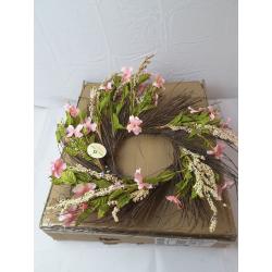 Artificial Spring Wreath Pink 22