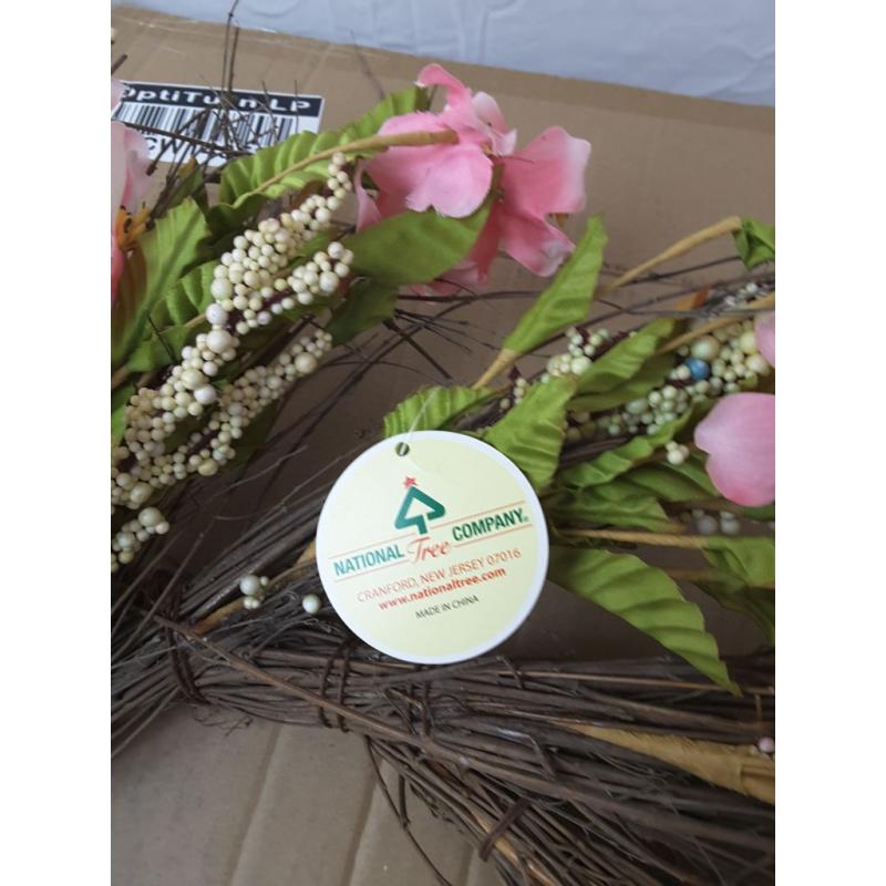 Artificial Spring Wreath Pink 22