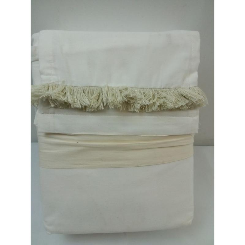 Twin/Twin XL Fringe Cotton Percale Sheet Set Cream