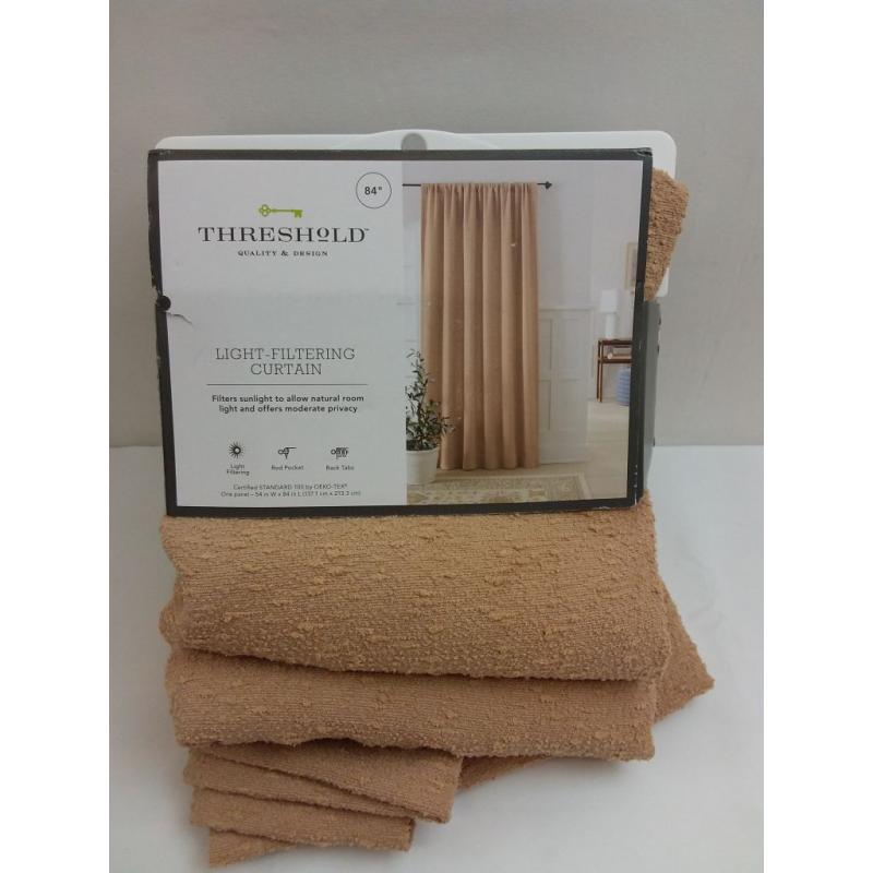 84x54 Textural Boucle Light Filtering Curtain Panel Nougat Tan - Threshold