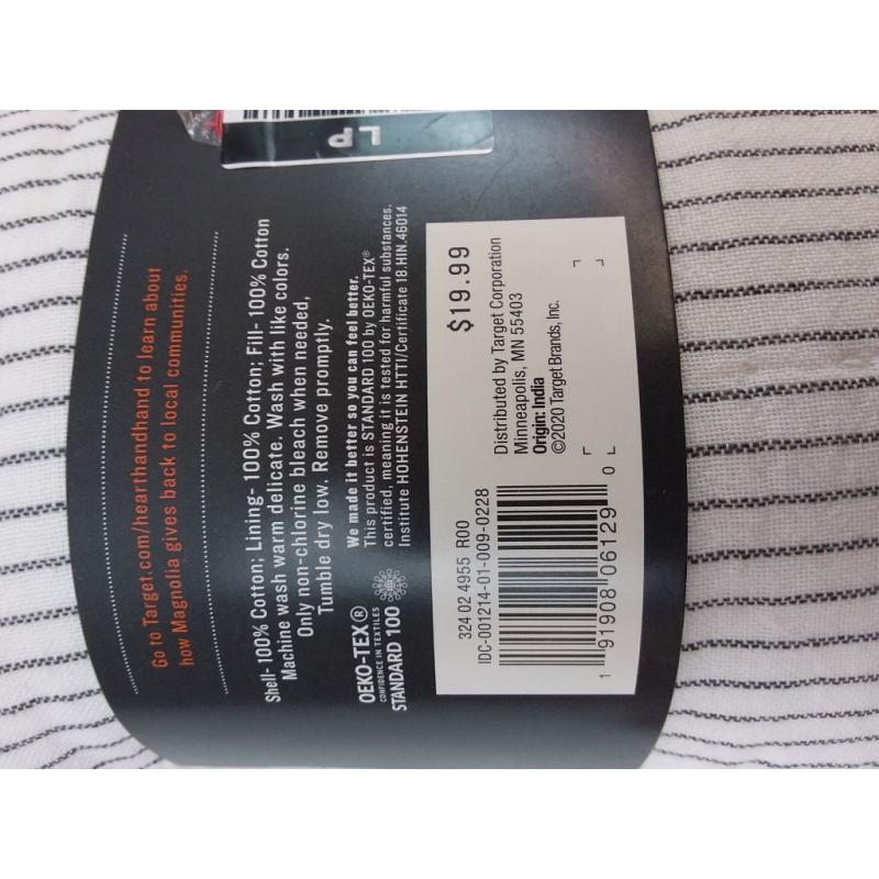 Standard Microstripe Pillow Sham Sour Cream / Railroad Gray - Hearth & Hand with Magnolia