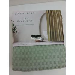 Waffle Shower Curtain Green-CASALUNA